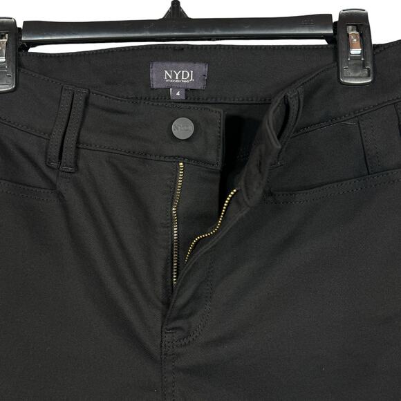 NYDJ SZ 4 Straight Jeans Stretch Mid-Rise Lift Tuck Zip-Fly Pockets Black Rinse - Picture 4 of 11